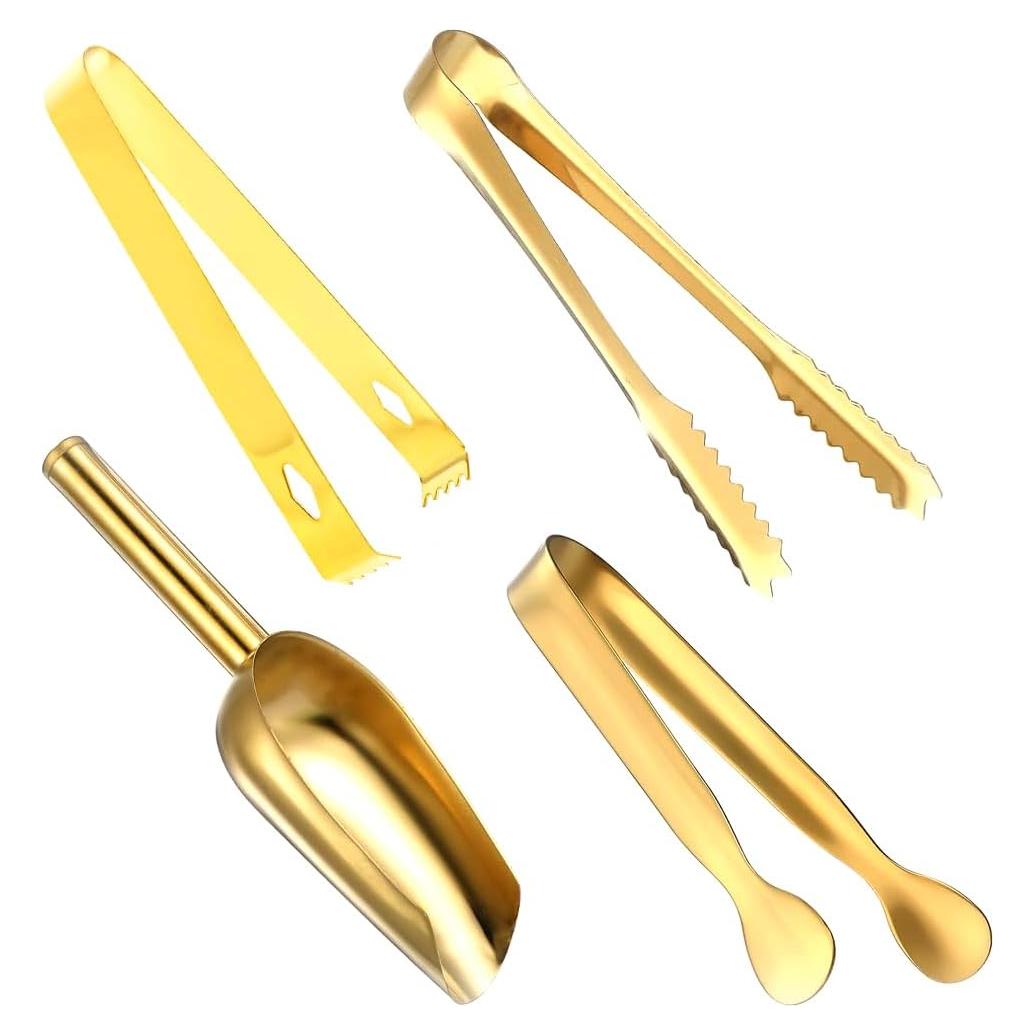 Set de Cuchara y Pinzas para Hielo REJZZDKOE Doradas 26.9cm