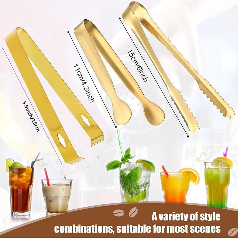 Set de Cuchara y Pinzas para Hielo REJZZDKOE Doradas 26.9cm