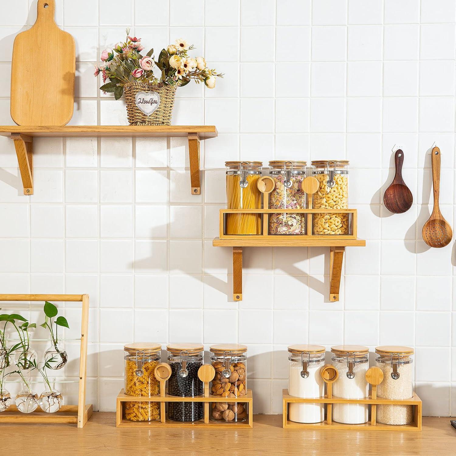 Contenedores de Alimentos de Vidrio Yangbaga 3 x 1.27 L con Estante