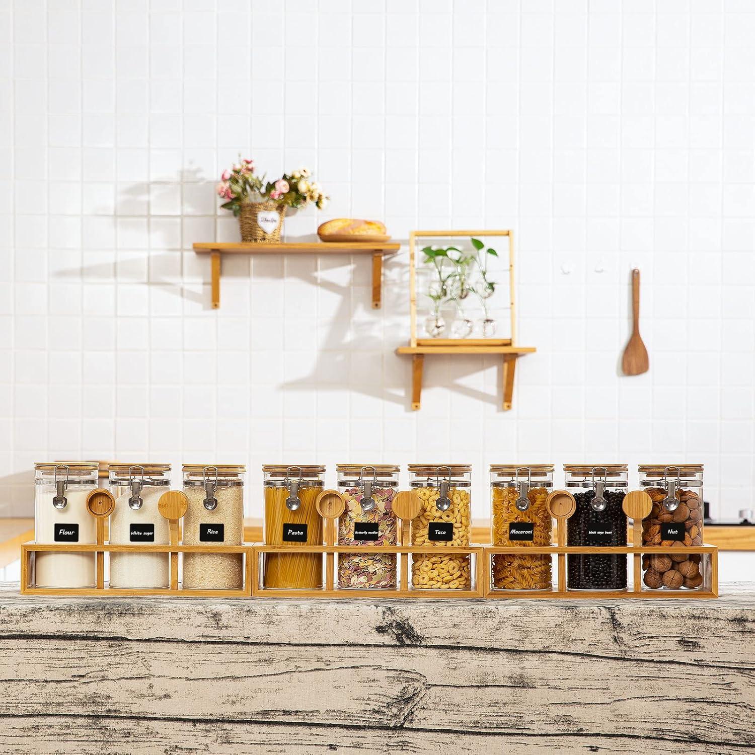 Contenedores de Alimentos de Vidrio Yangbaga 3 x 1.27 L con Estante