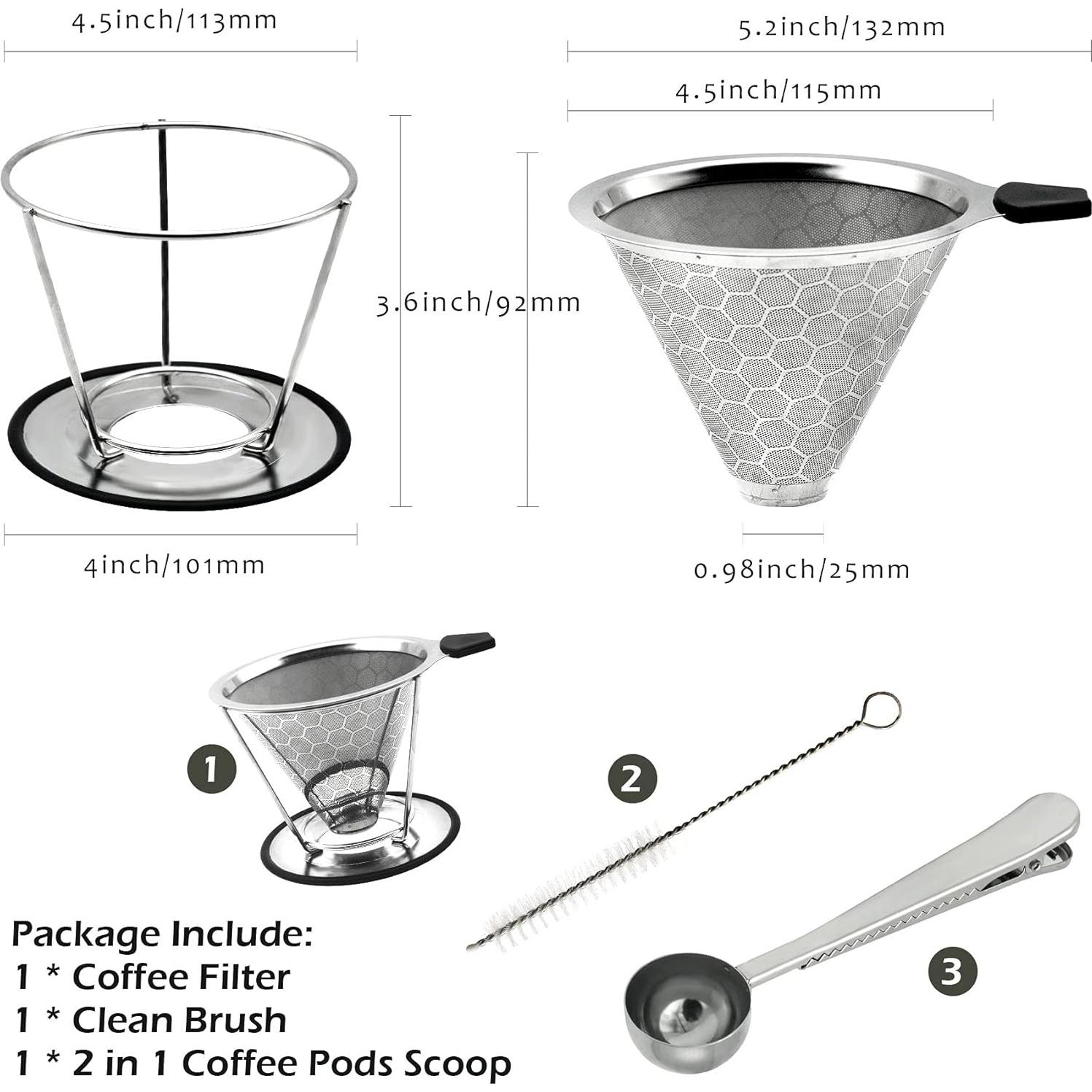 Filtro de Café Reutilizable LIGICKY Acero Inoxidable 1-3 Personas