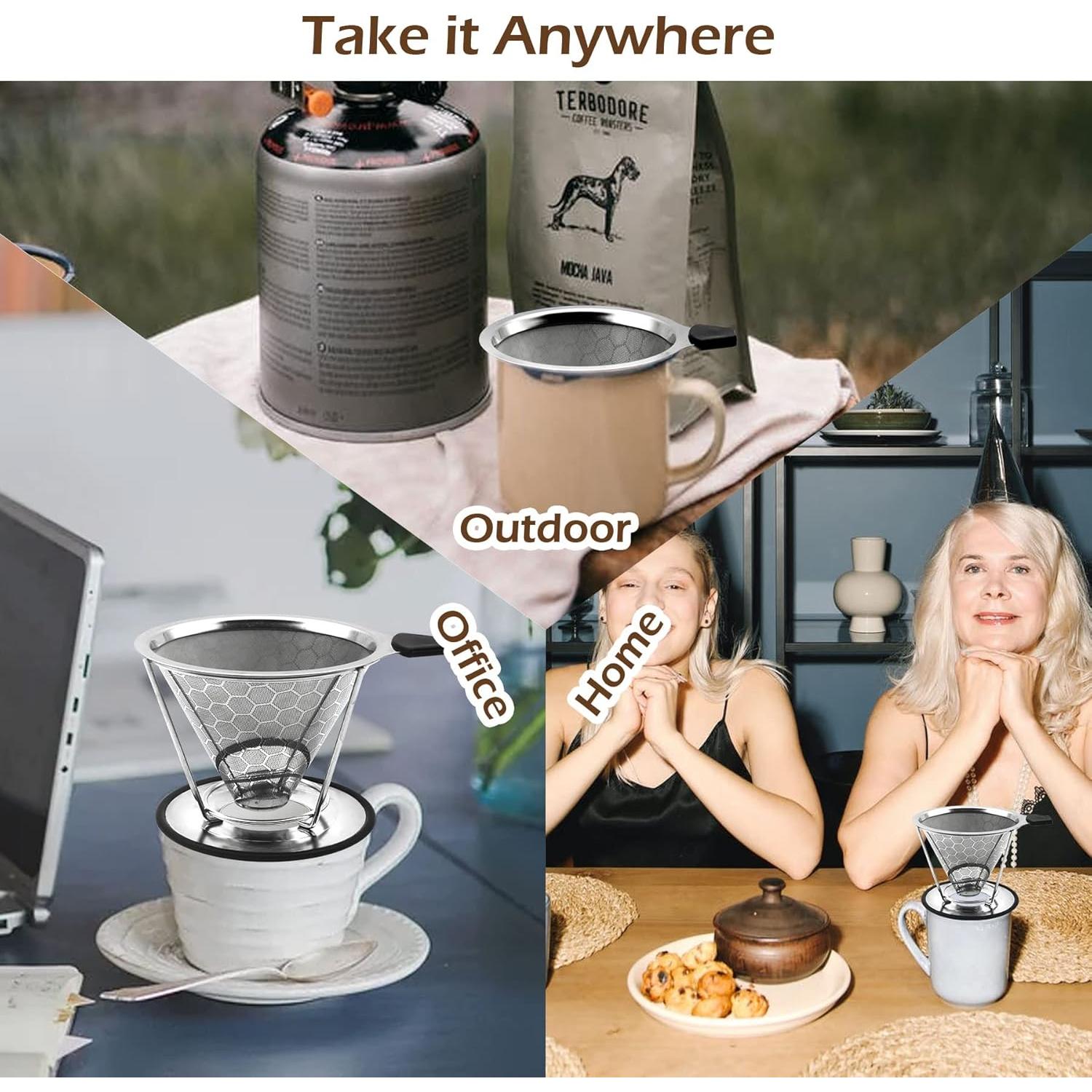 Filtro de Café Reutilizable LIGICKY Acero Inoxidable 1-3 Personas