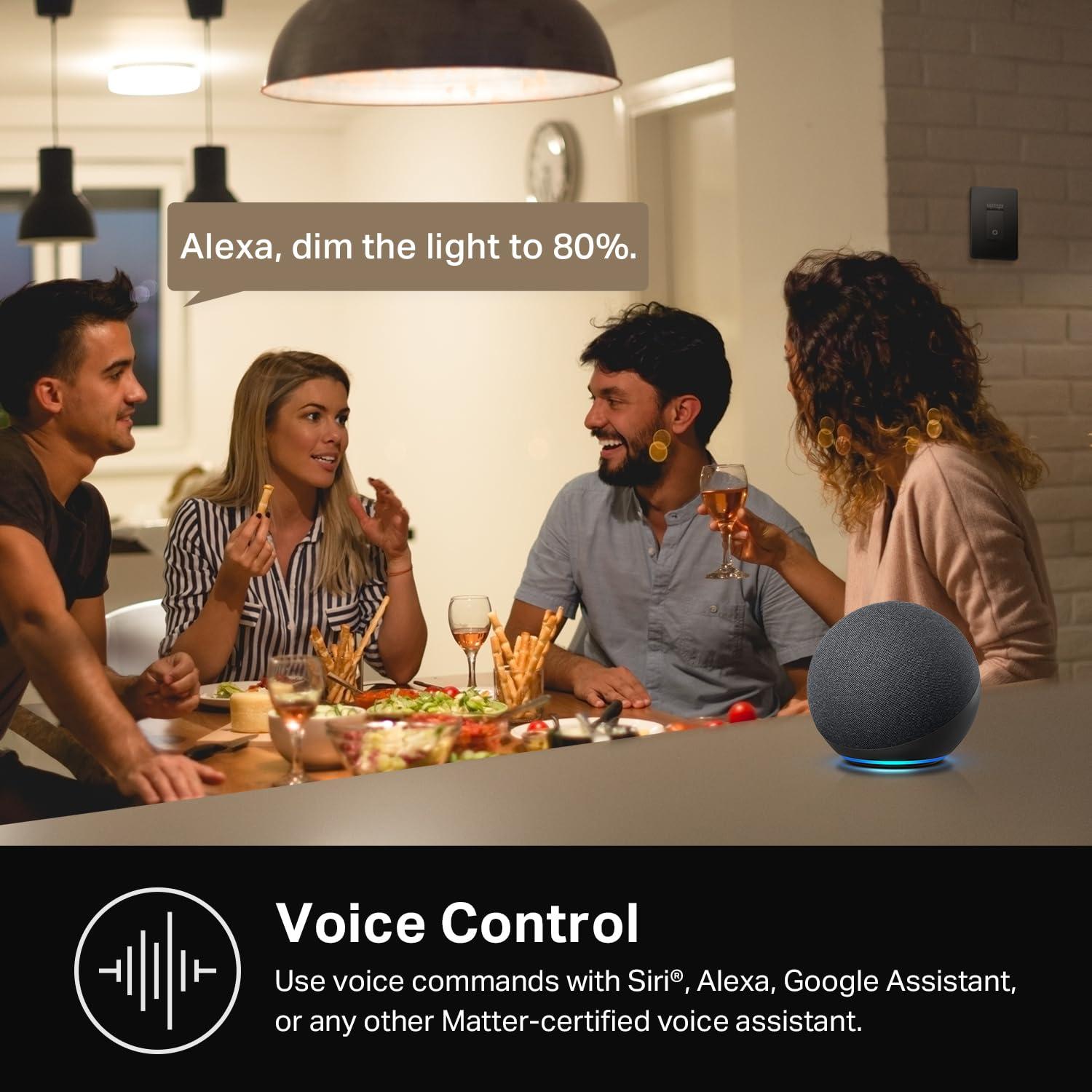 Interruptor Regulador Inteligente Kasa HS220, Negro, Wi-Fi 2.4GHz