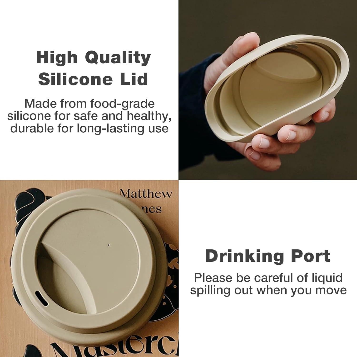 Taza de Cerámica de Viaje Gencywe 396g Reutilizable 15oz