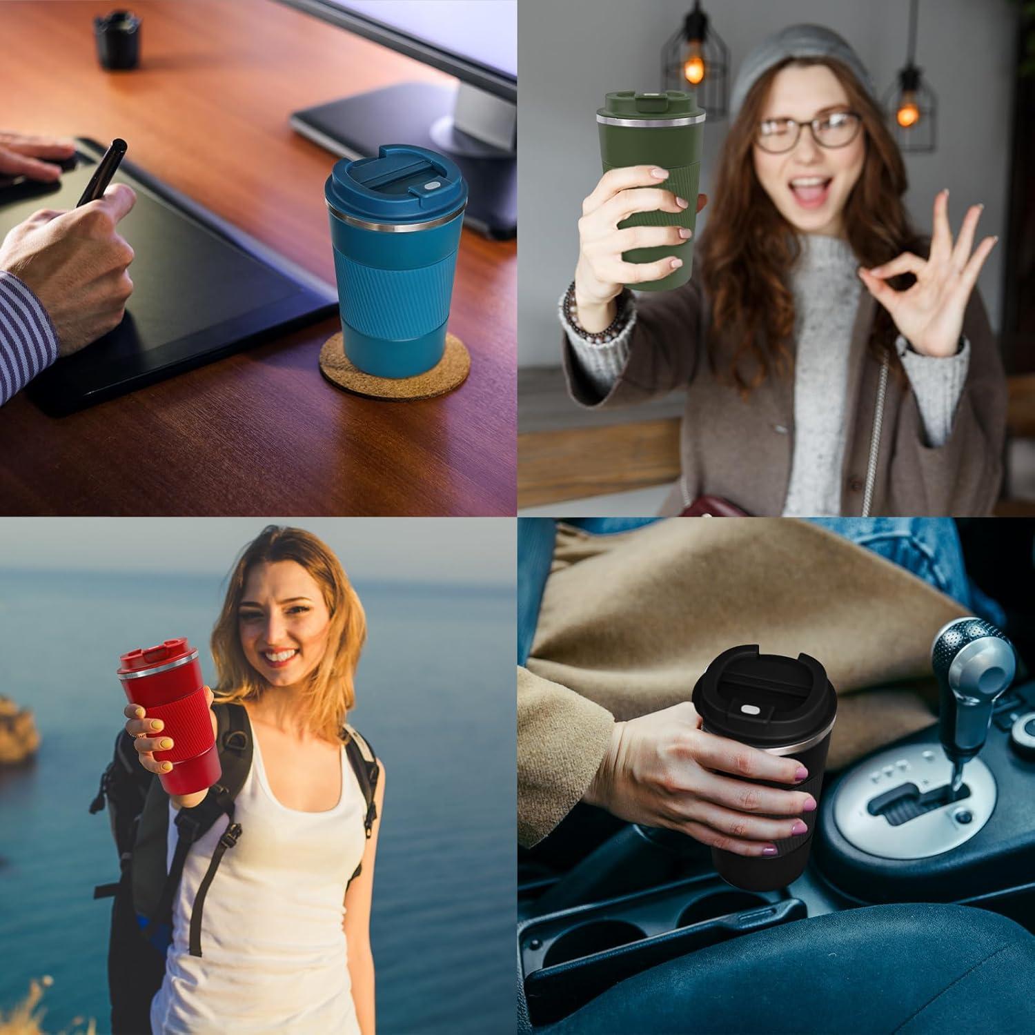 Paquete de 4 Tazas de Café Aisladas ATZNZIK 380ml