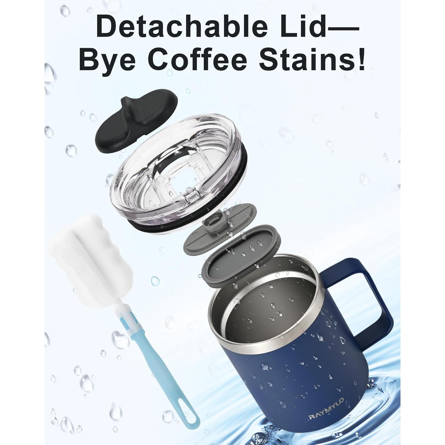 Taza de Café Aislada RAYMYLO 12 oz Acero Inoxidable Azul Marino