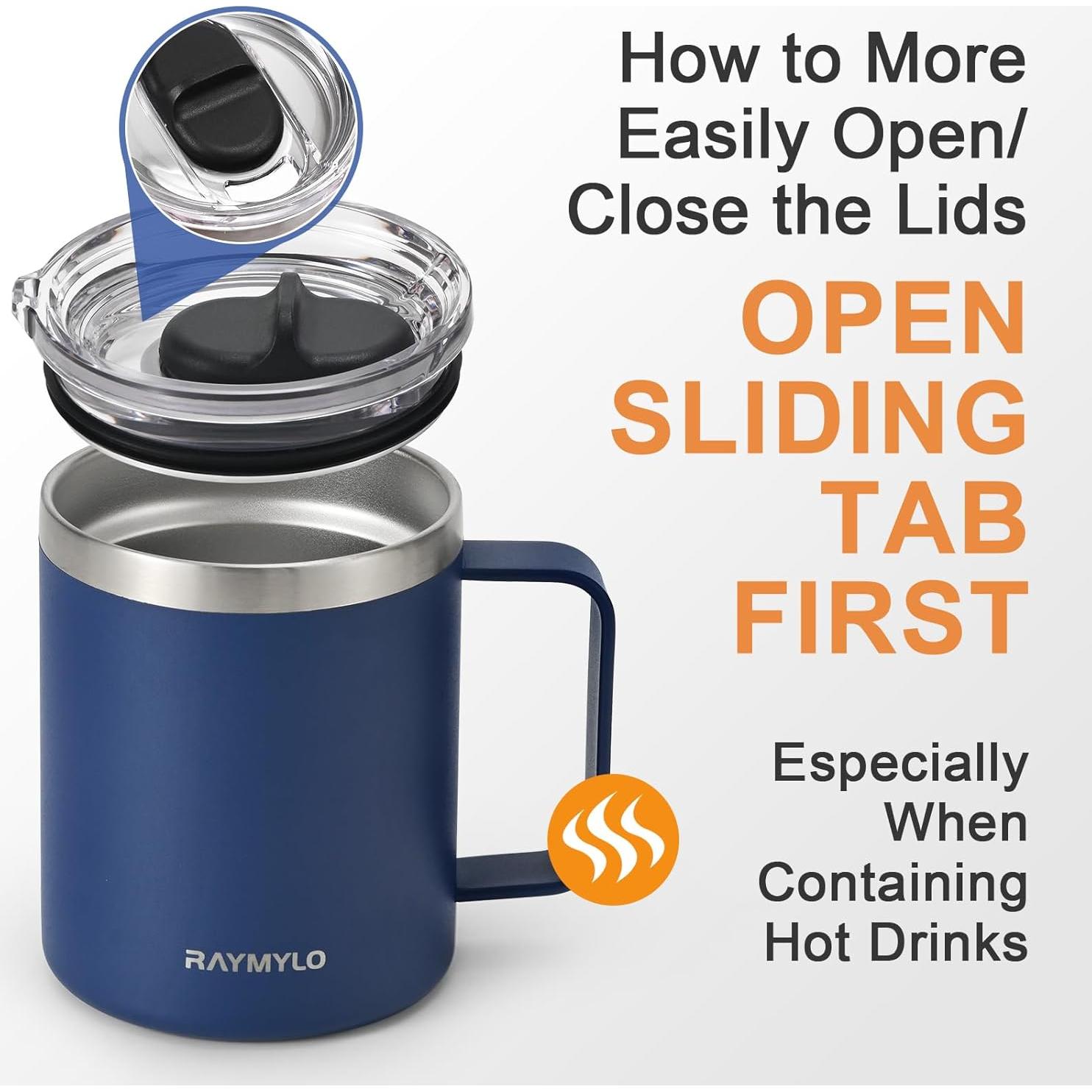 Taza de Café Aislada RAYMYLO 12 oz Acero Inoxidable Azul Marino