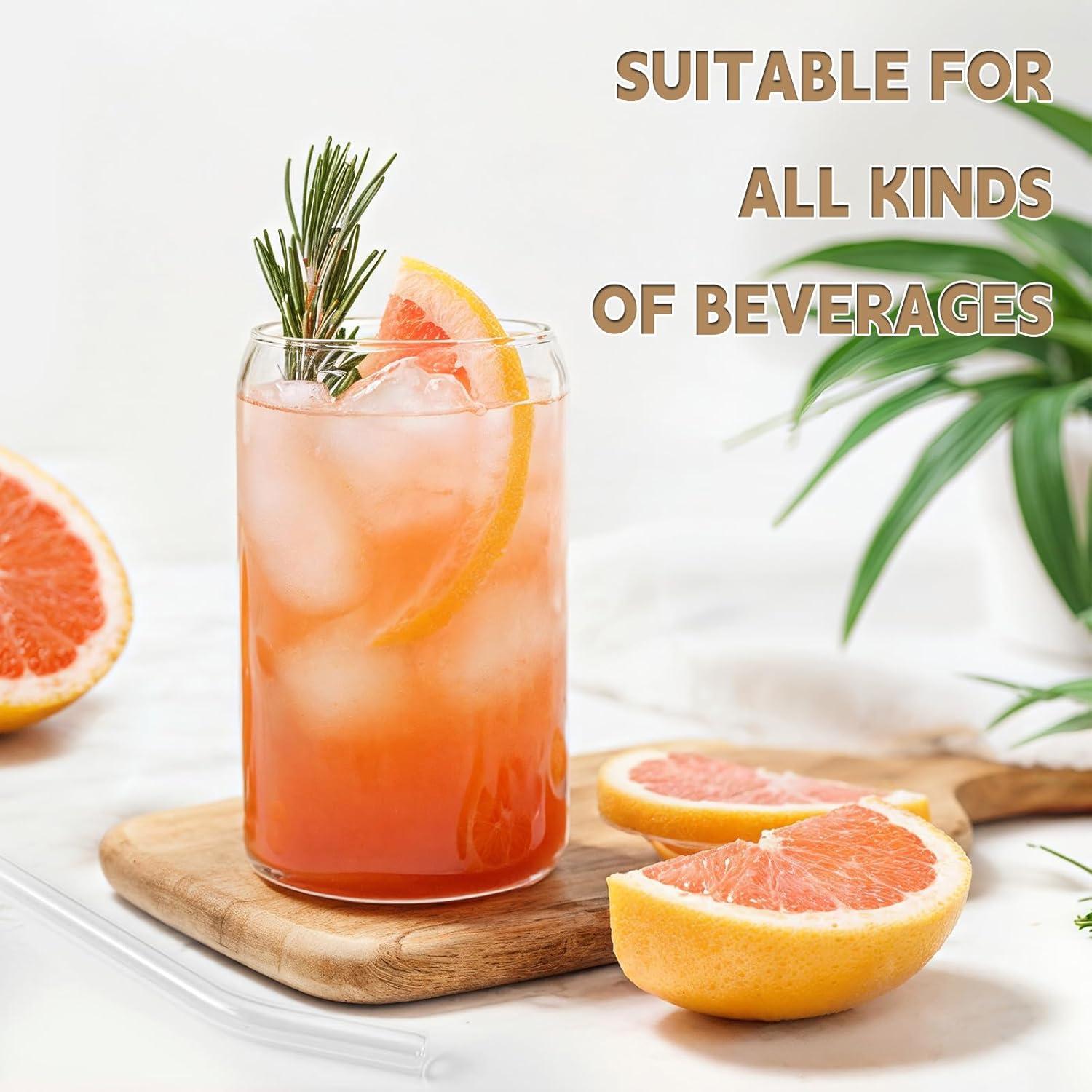 Set de 2 Tazas de Vidrio con Tapa y Popote 16 oz DWTS