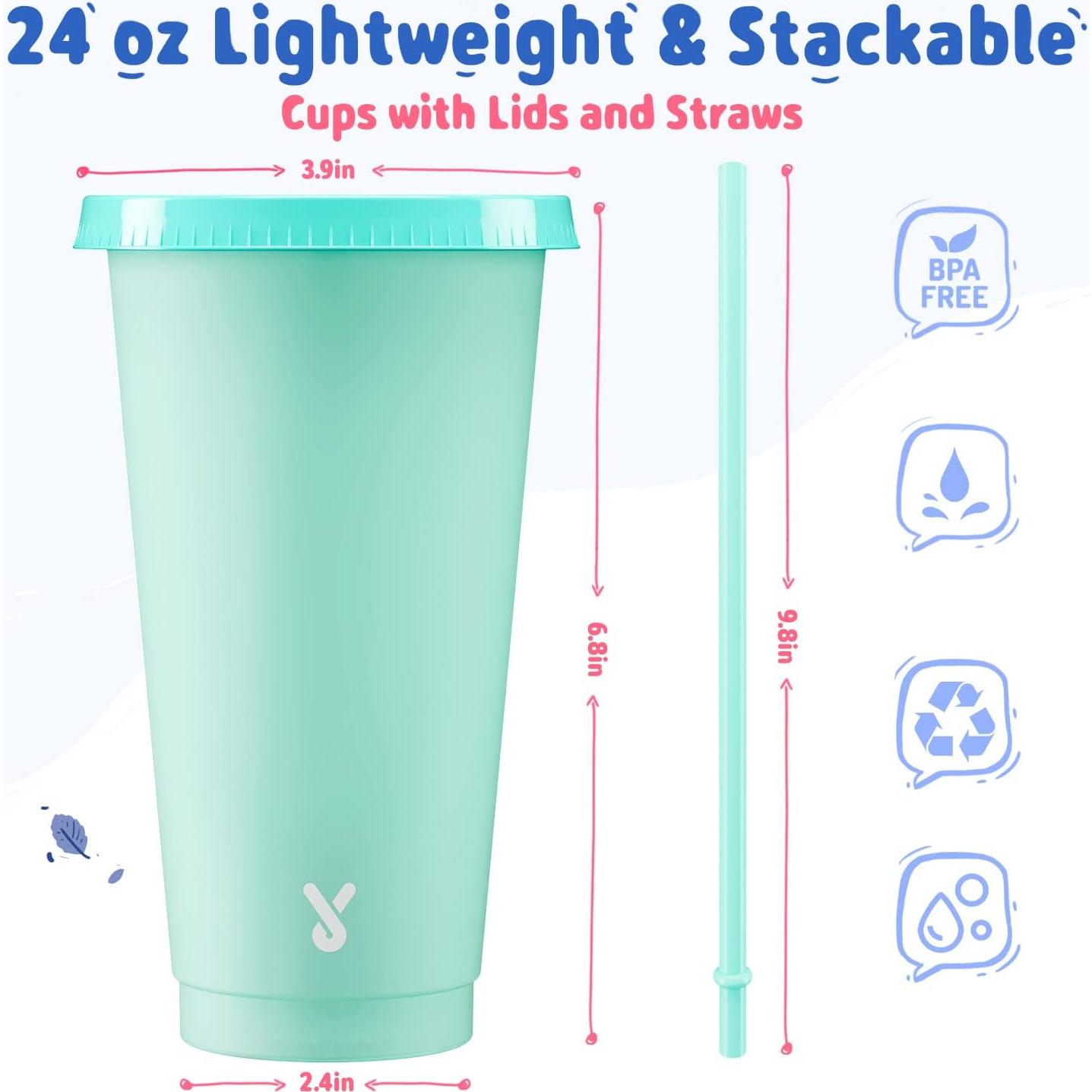 Vasos Fríos Reutilizables Meoky 24 oz con Cambio de Color - 6 Pzs
