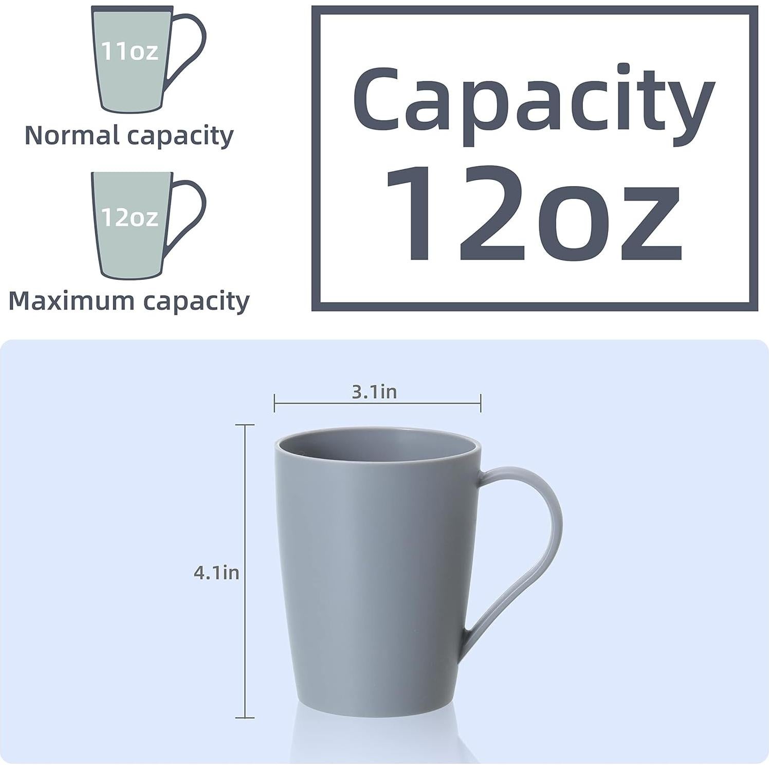 Juego de 6 Tazas de Café Hawnn 0.35L Irrompibles Reutilizables