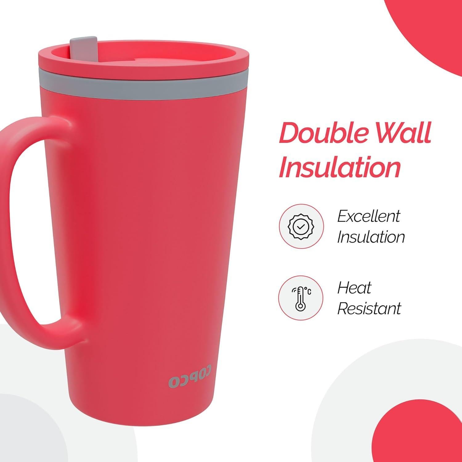 Taza de Viaje Aislada Copco 473ml Doble Pared Rojo Coral