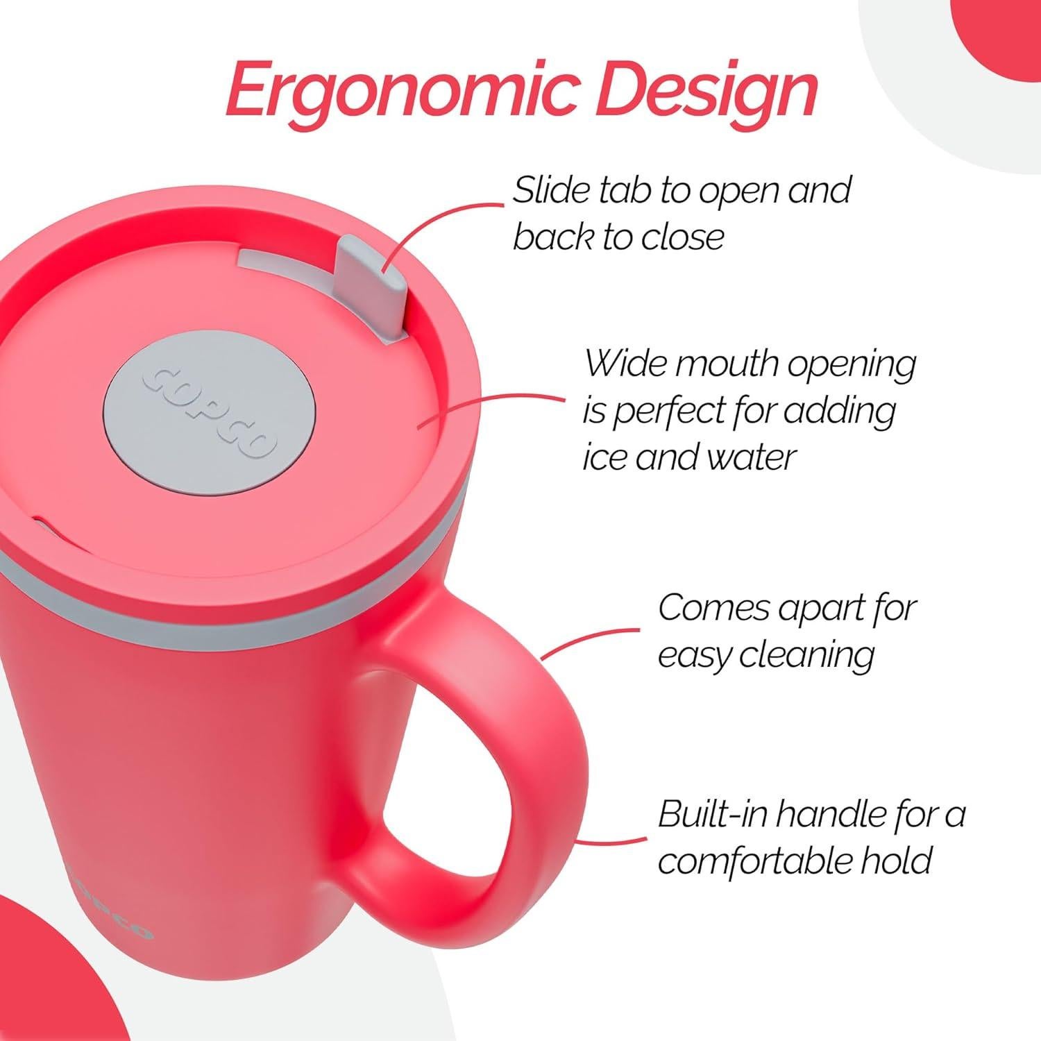 Taza de Viaje Aislada Copco 473ml Doble Pared Rojo Coral