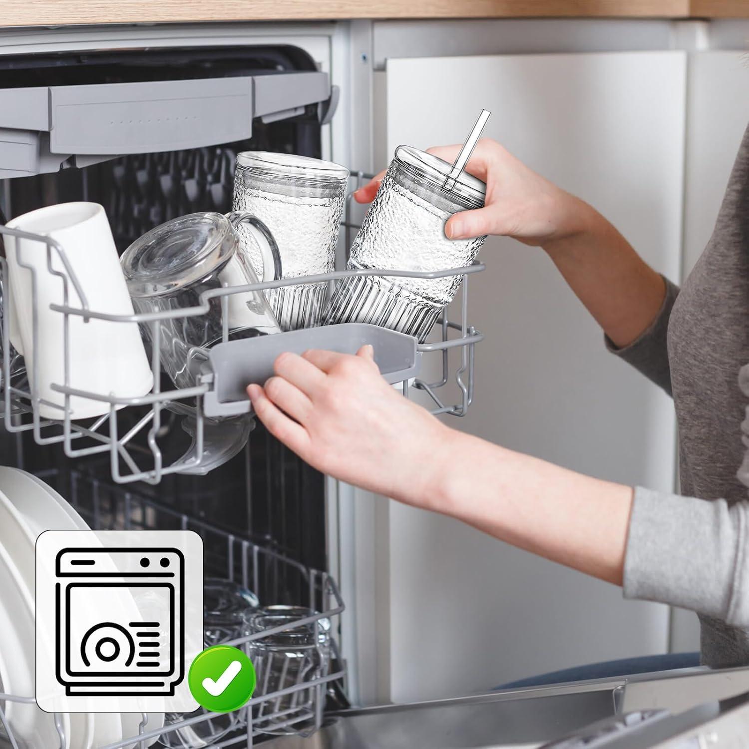 Juego de 2 Vasos de Vidrio HIYAA 20 oz con Tapas y Pajitas