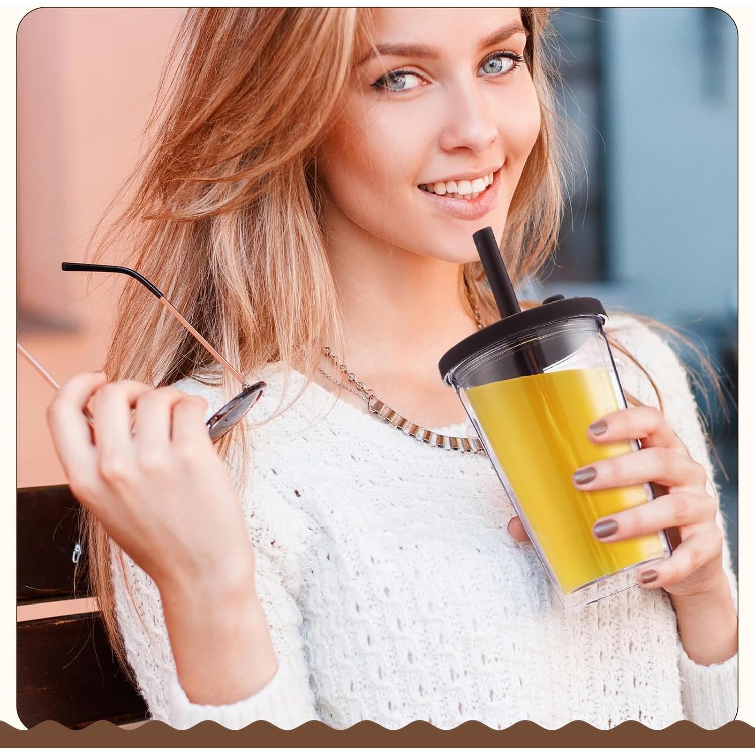 Honeydak 2 Vasos Reutilizables 473ml para Café Helado con Tapas