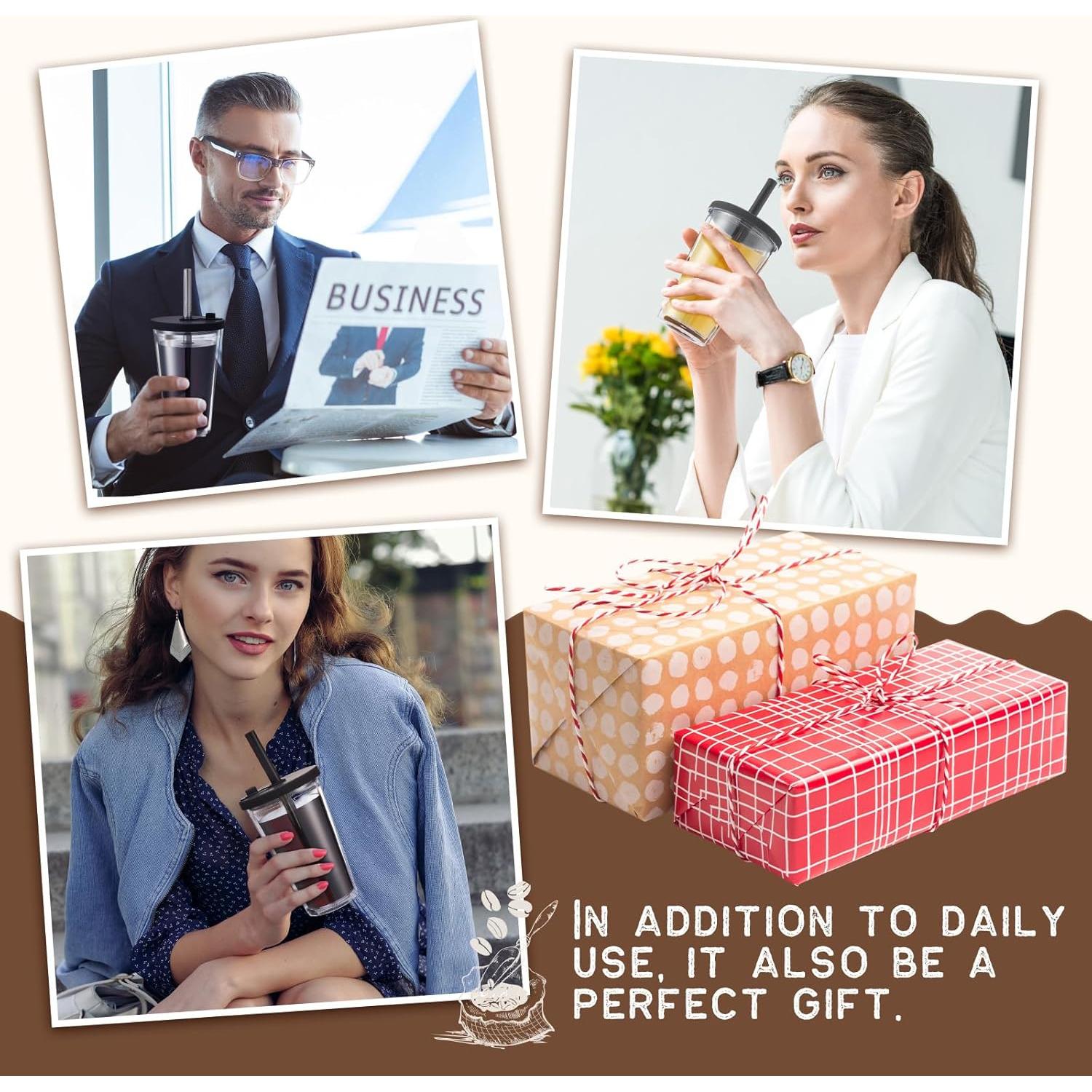 Honeydak 2 Vasos Reutilizables 473ml para Café Helado con Tapas