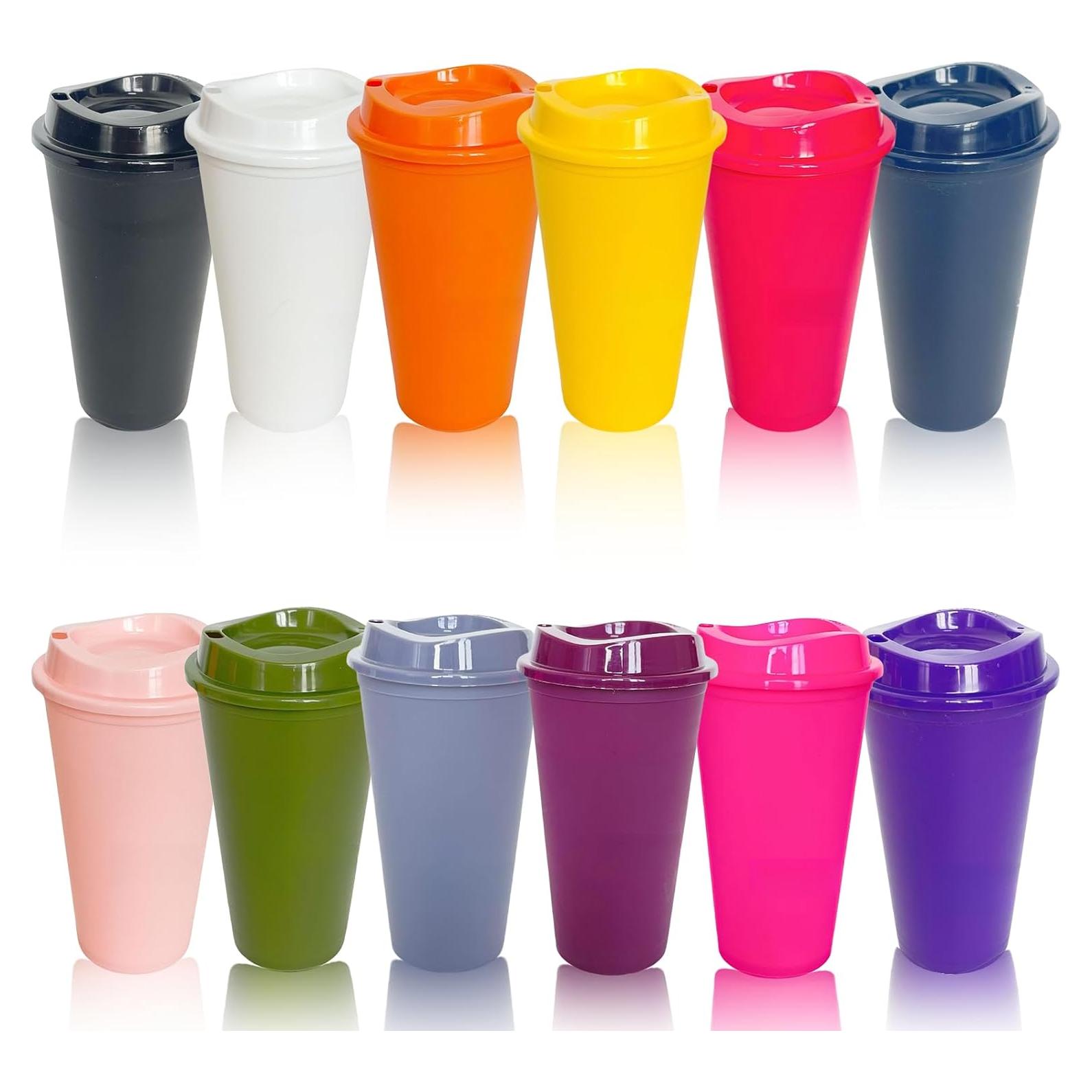 Paquete de 12 Tazas Reutilizables FISDEN 0.47 L con Tapas