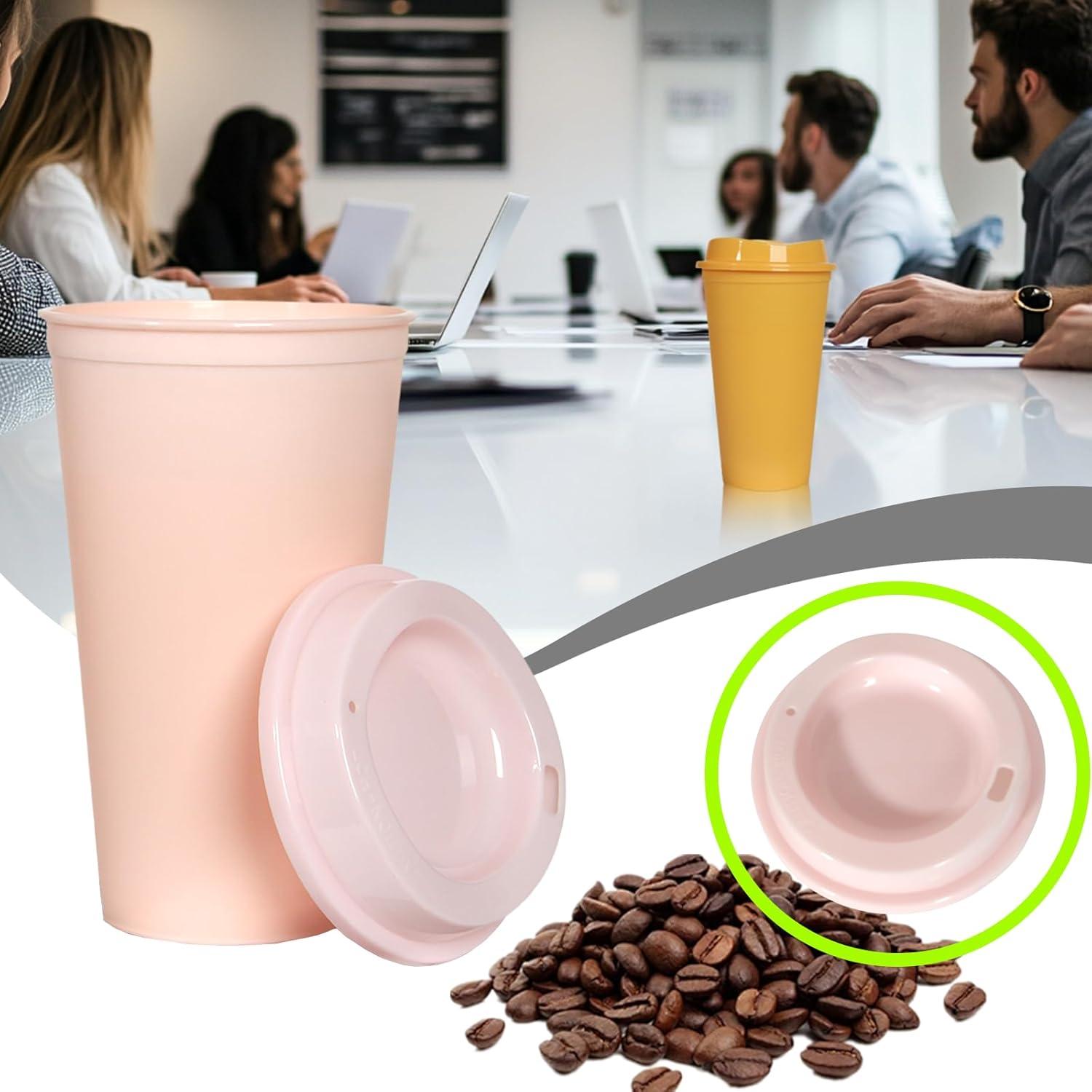 Paquete de 12 Tazas Reutilizables FISDEN 0.47 L con Tapas