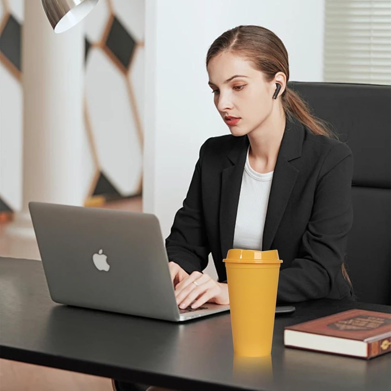 Paquete de 12 Tazas Reutilizables FISDEN 0.47 L con Tapas