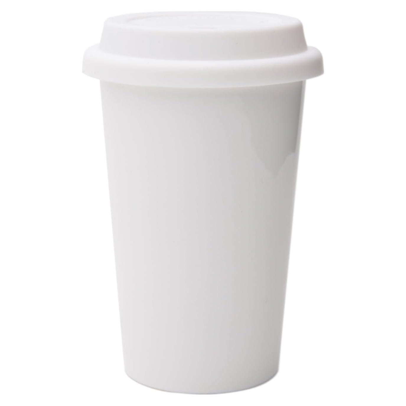 Taza de Cerámica Blanca UDMG 355 ml Doble Pared Aislante