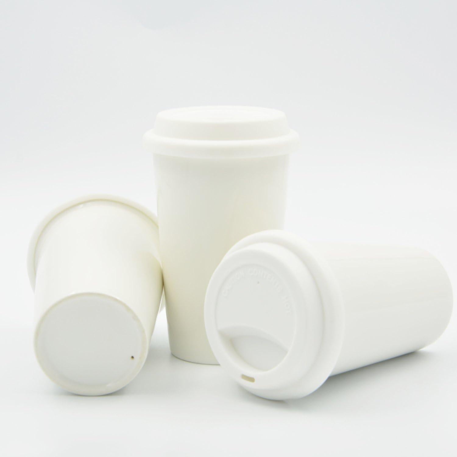 Taza de Cerámica Blanca UDMG 355 ml Doble Pared Aislante