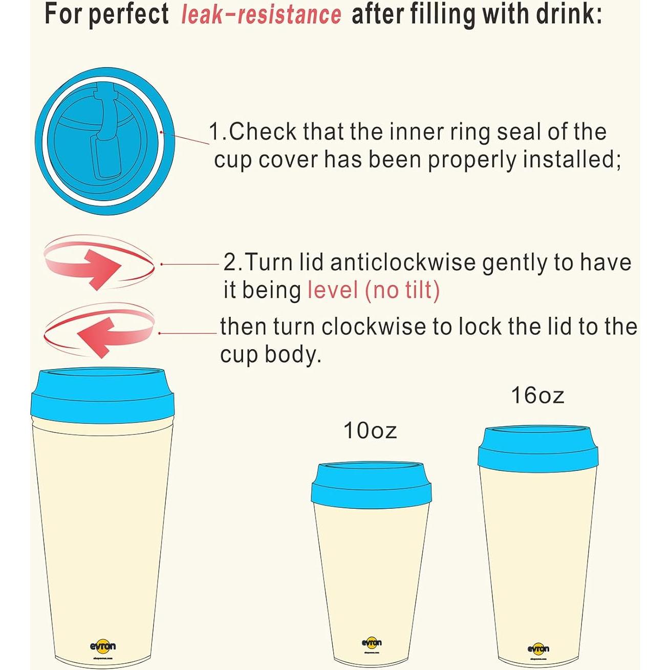 Taza de Viaje Evron Aislada Doble Pared 473ml 4 Piezas