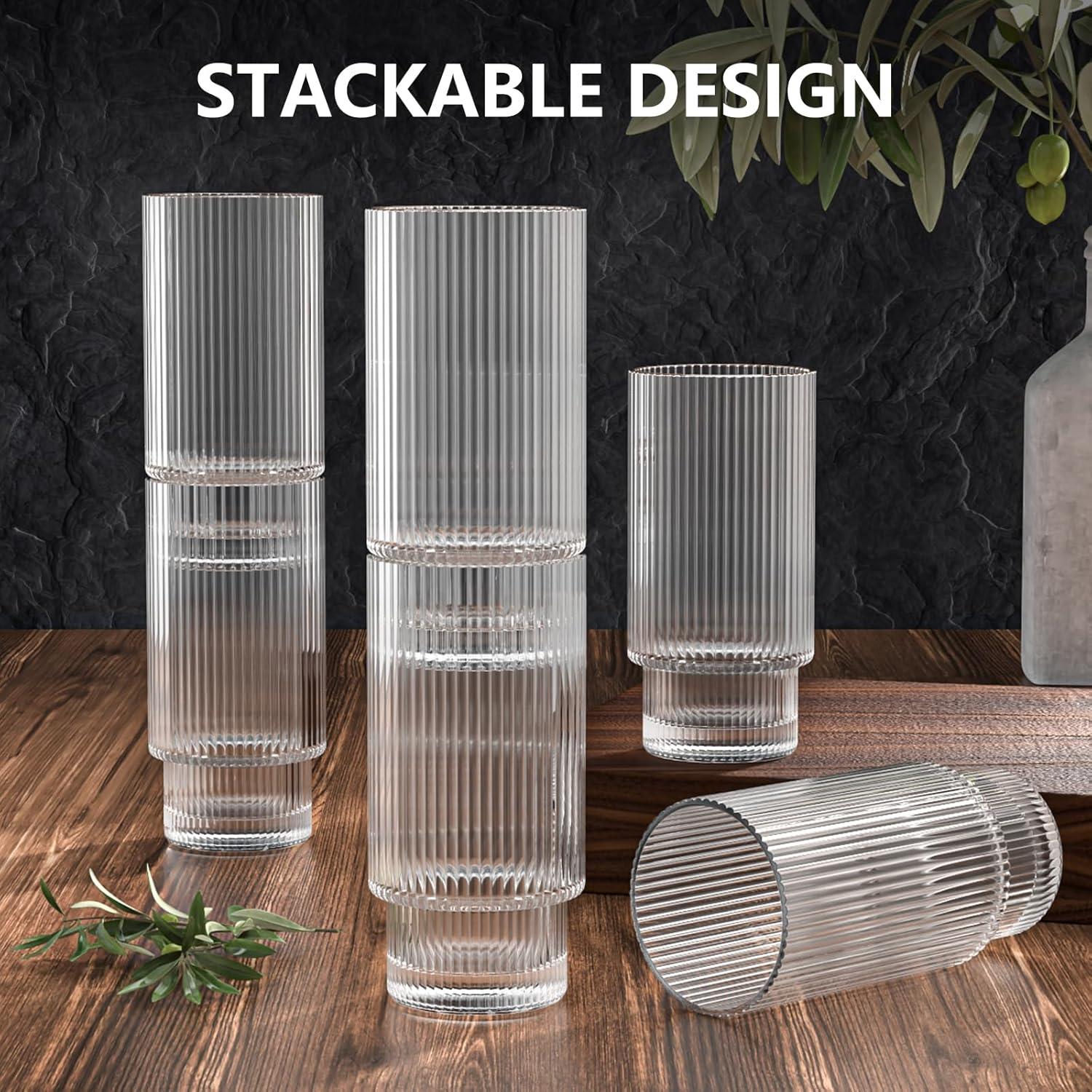 Vasos de Vidrio CWHHRN 2 Pack 473ml con Tapas y Pajitas