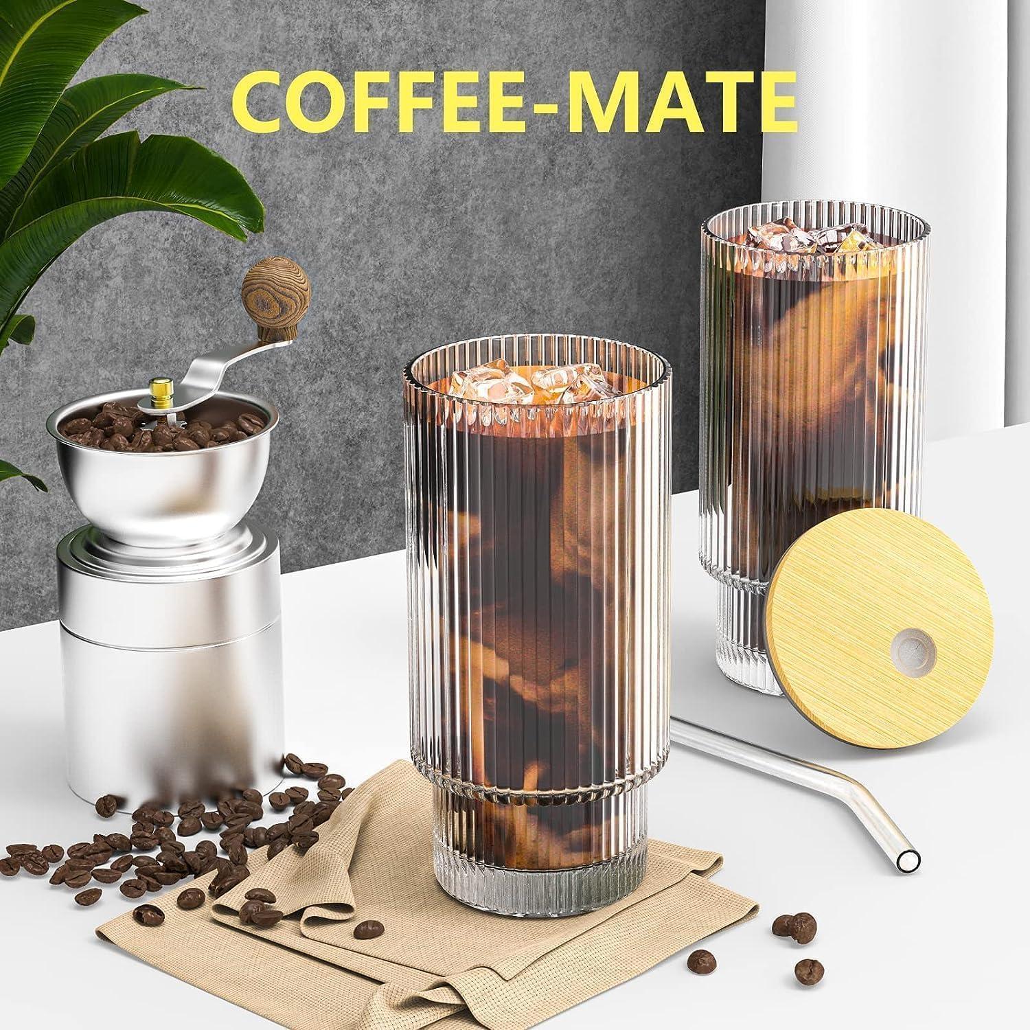 Vasos de Vidrio CWHHRN 2 Pack 473ml con Tapas y Pajitas