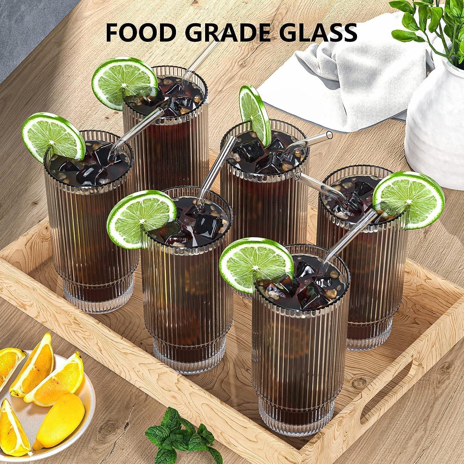 Vasos de Vidrio CWHHRN 2 Pack 473ml con Tapas y Pajitas