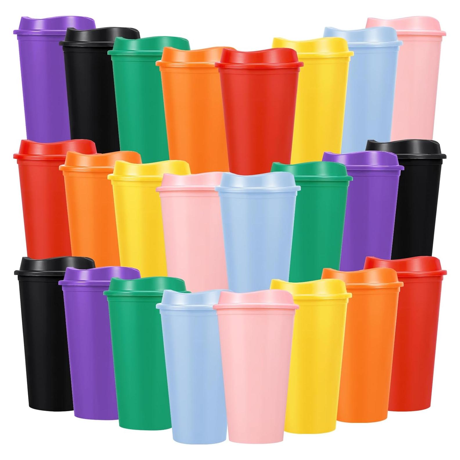 Paquete de 24 Tazas Reutilizables LEIFEOSH 473ml Coloridas