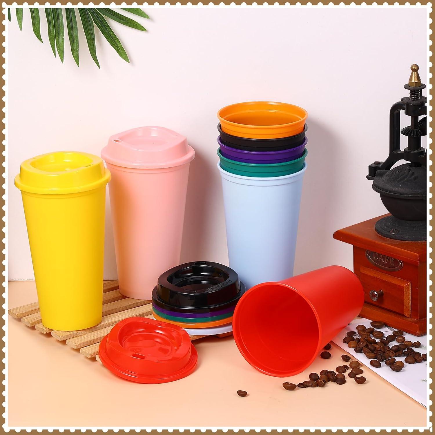 Paquete de 24 Tazas Reutilizables LEIFEOSH 473ml Coloridas