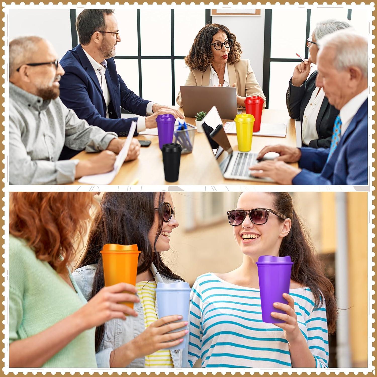 Paquete de 24 Tazas Reutilizables LEIFEOSH 473ml Coloridas