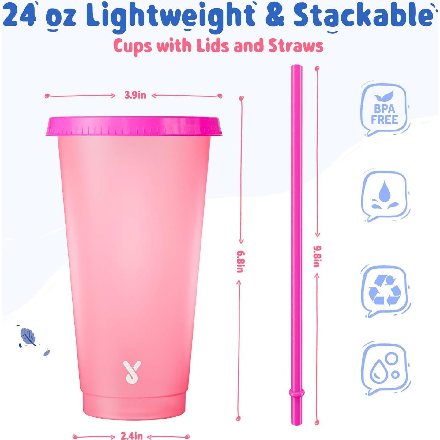 Vasos de Plástico Reutilizables Meoky 24 oz - Paquete de 6