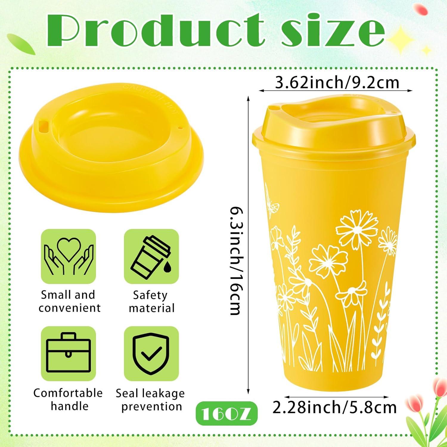 Skylety 12 Tazas de Café Reutilizables 480 ml Florales