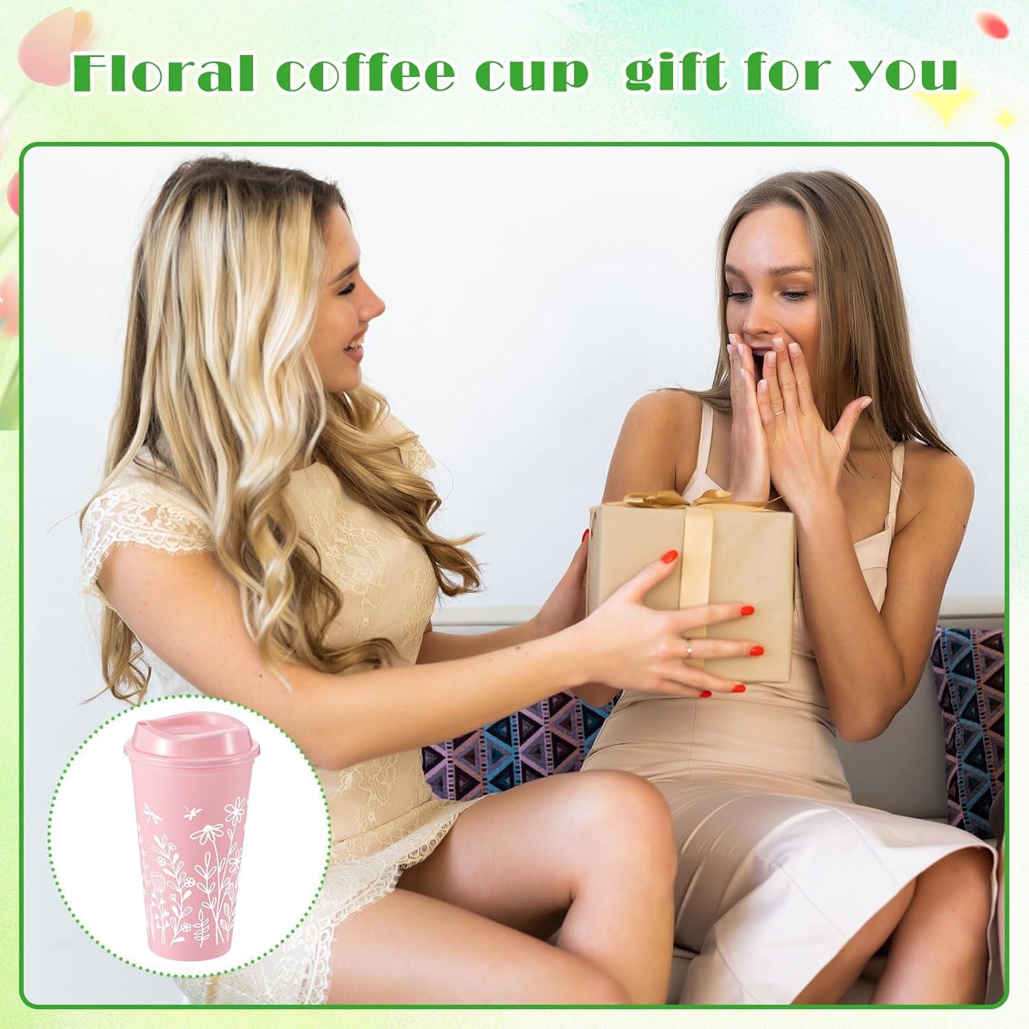 Skylety 12 Tazas de Café Reutilizables 480 ml Florales