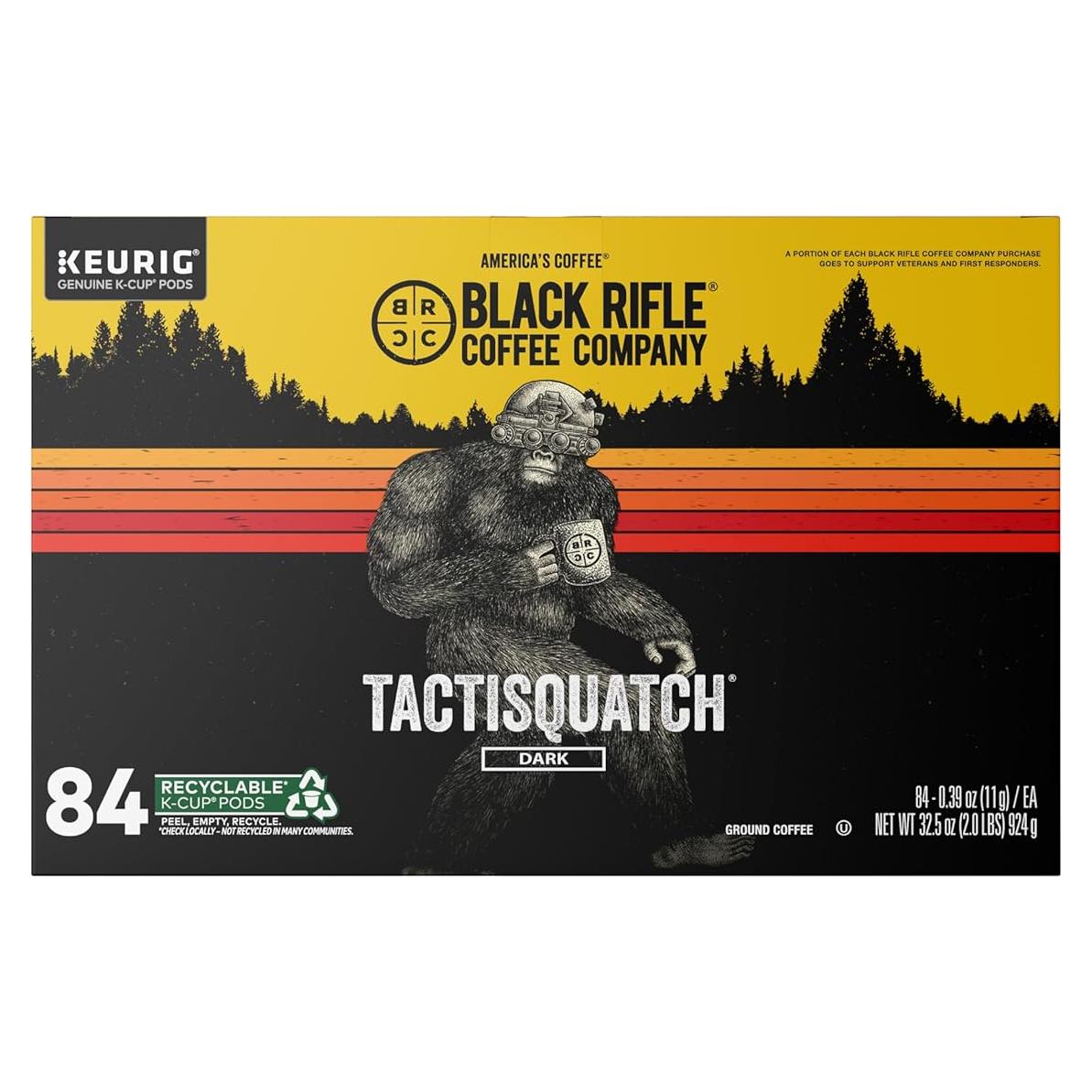 Cápsulas de café K de tueste oscuro Tactisquatch 84 unidades Black Rifle