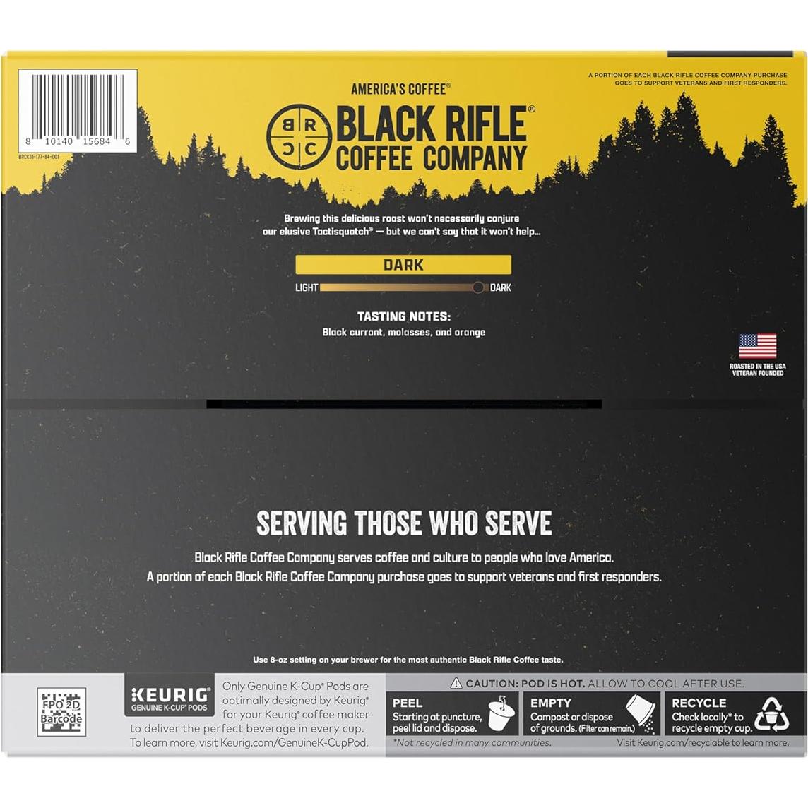 Cápsulas de café K de tueste oscuro Tactisquatch 84 unidades Black Rifle