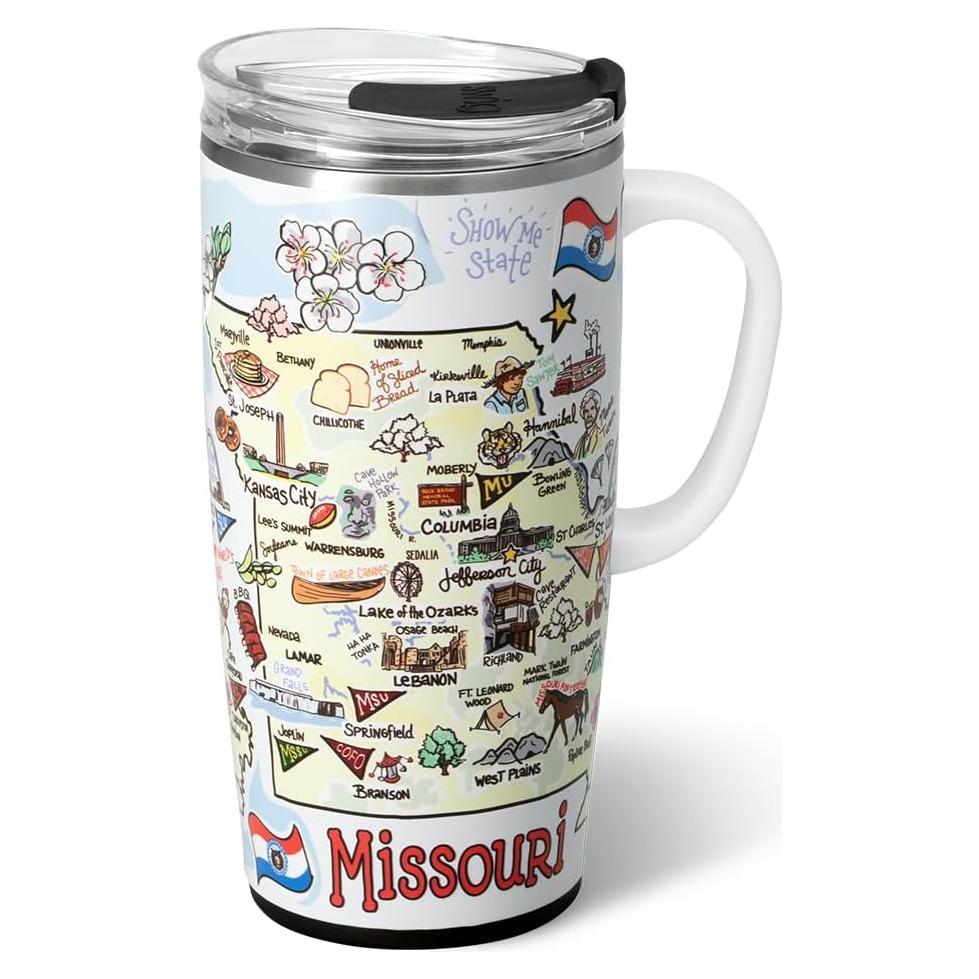 Taza de Viaje Aislada Swig Life 22oz Misuri con Asa y Tapa