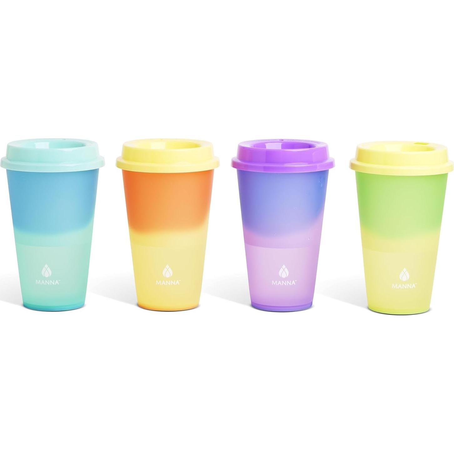 Juego de Vasos Reutilizables Manna 4 Piezas 473ml Cambio de Color