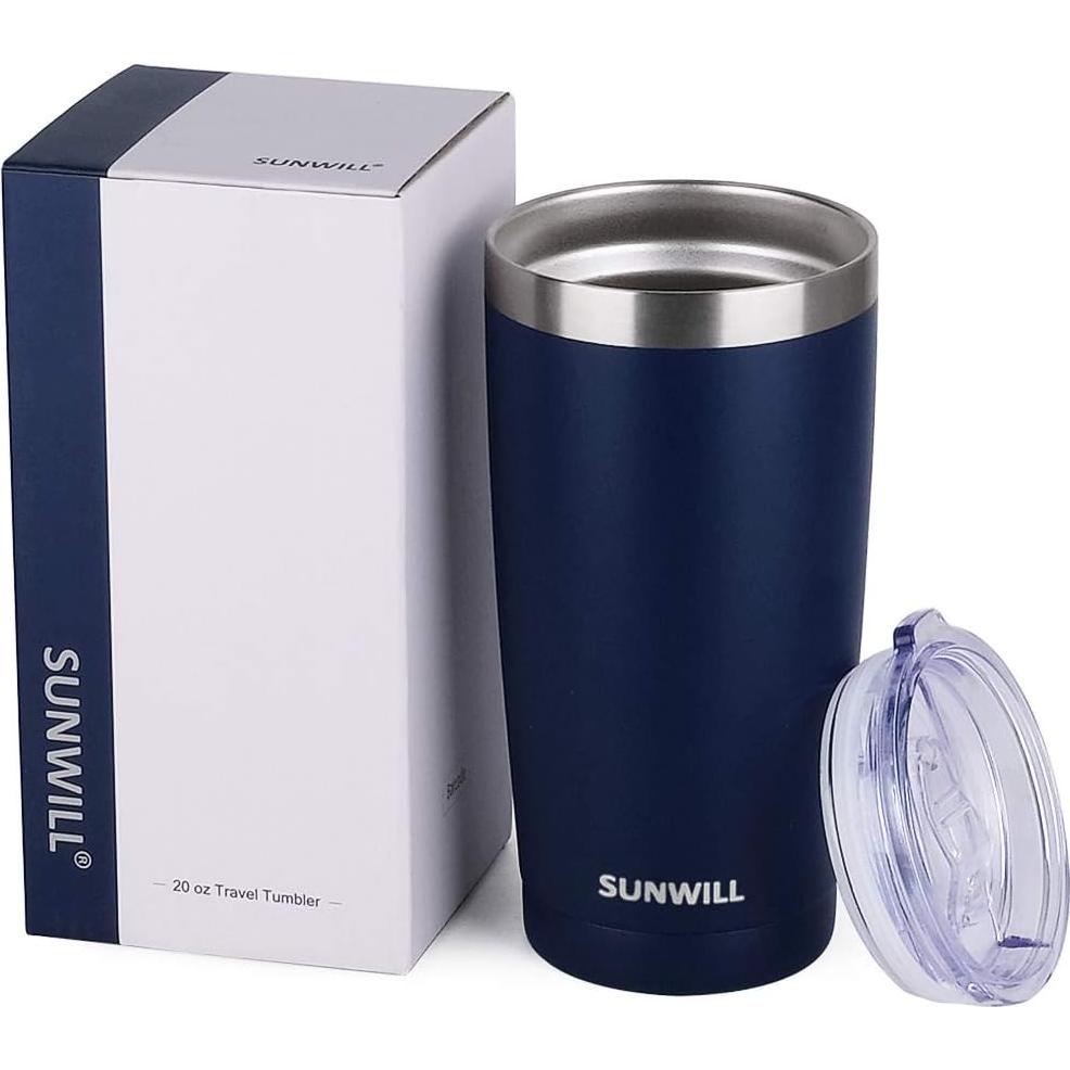 Taza de Café de Viaje SUNWILL 591 ml Aislada Azul Marino