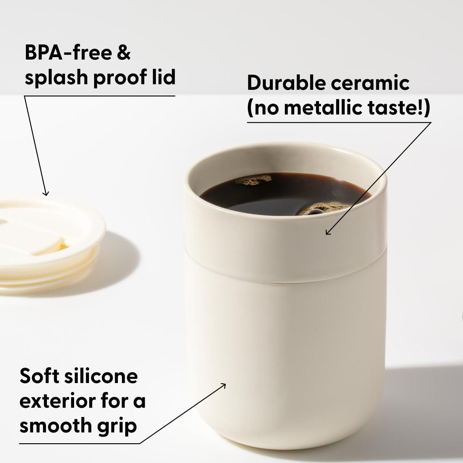 Taza Cerámica W&P Porter 12 Onzas Terrazzo Crema Reutilizable