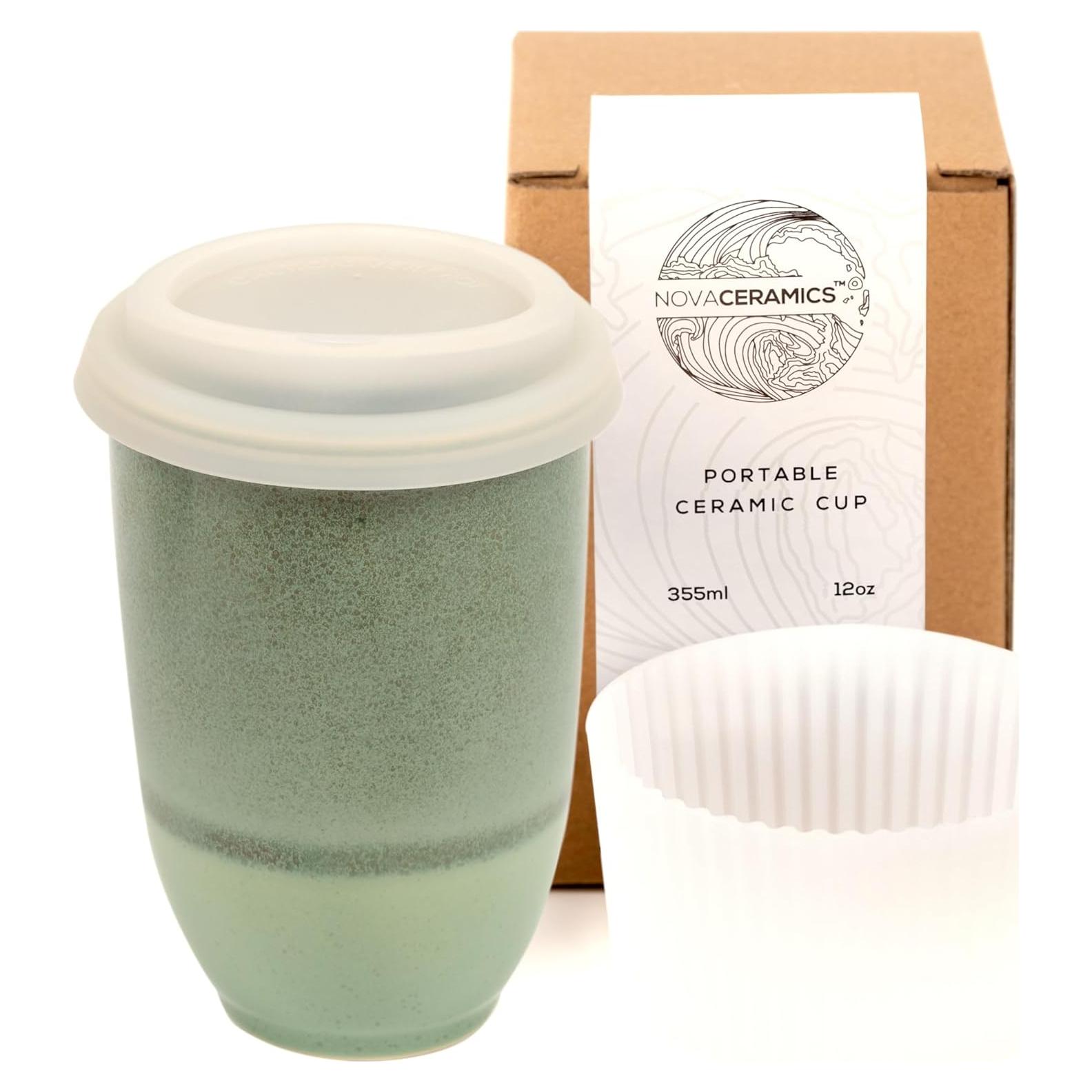 Taza de Viaje Nova Ceramics 12oz Esmeralda Aislada