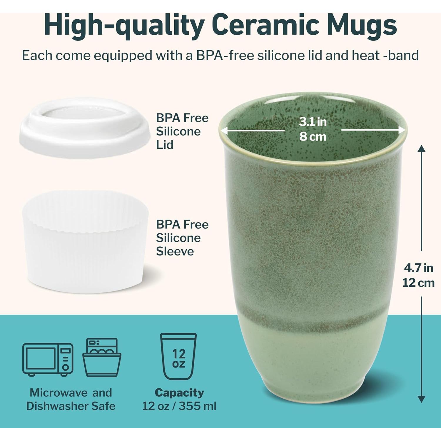 Taza de Viaje Nova Ceramics 12oz Esmeralda Aislada