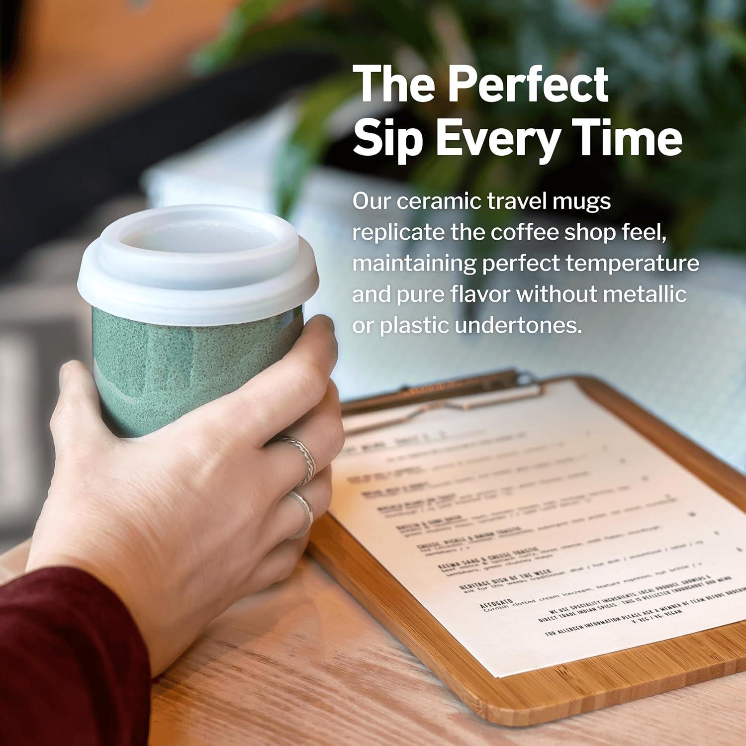 Taza de Viaje Nova Ceramics 12oz Esmeralda Aislada