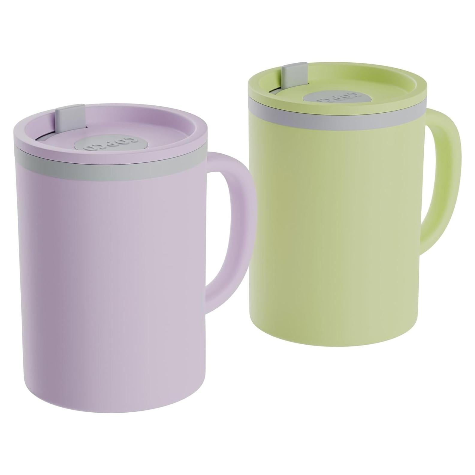 Taza de café aislada Copco 473ml con tapa y asa, set de 2