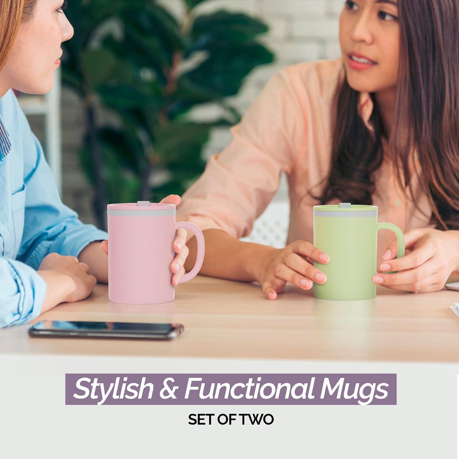 Taza de café aislada Copco 473ml con tapa y asa, set de 2