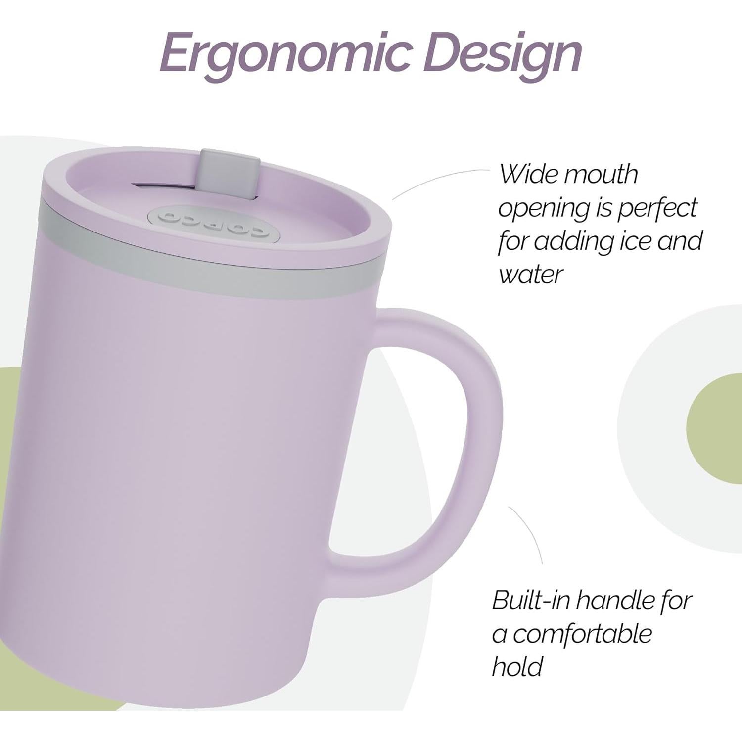 Taza de café aislada Copco 473ml con tapa y asa, set de 2