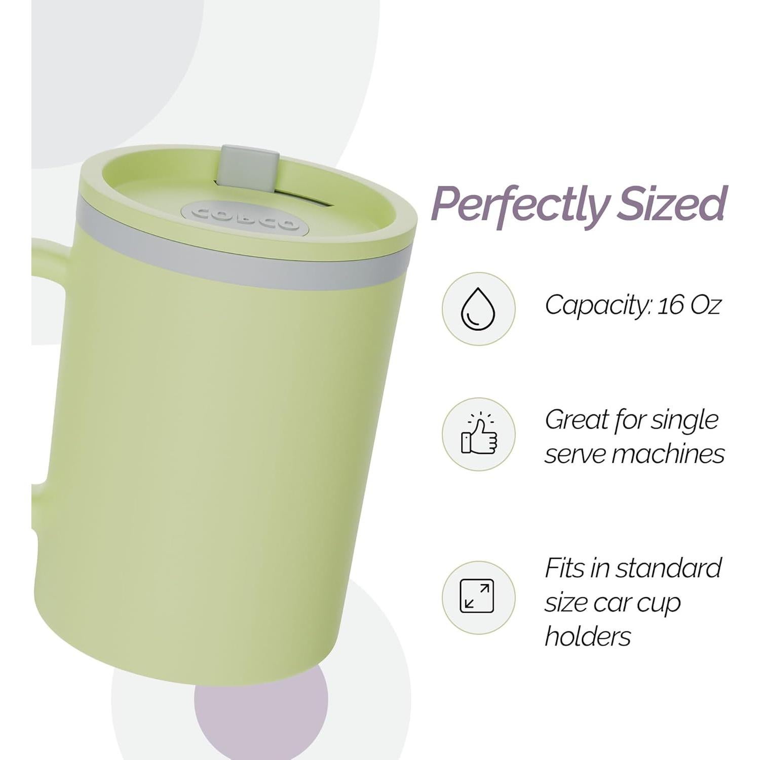 Taza de café aislada Copco 473ml con tapa y asa, set de 2