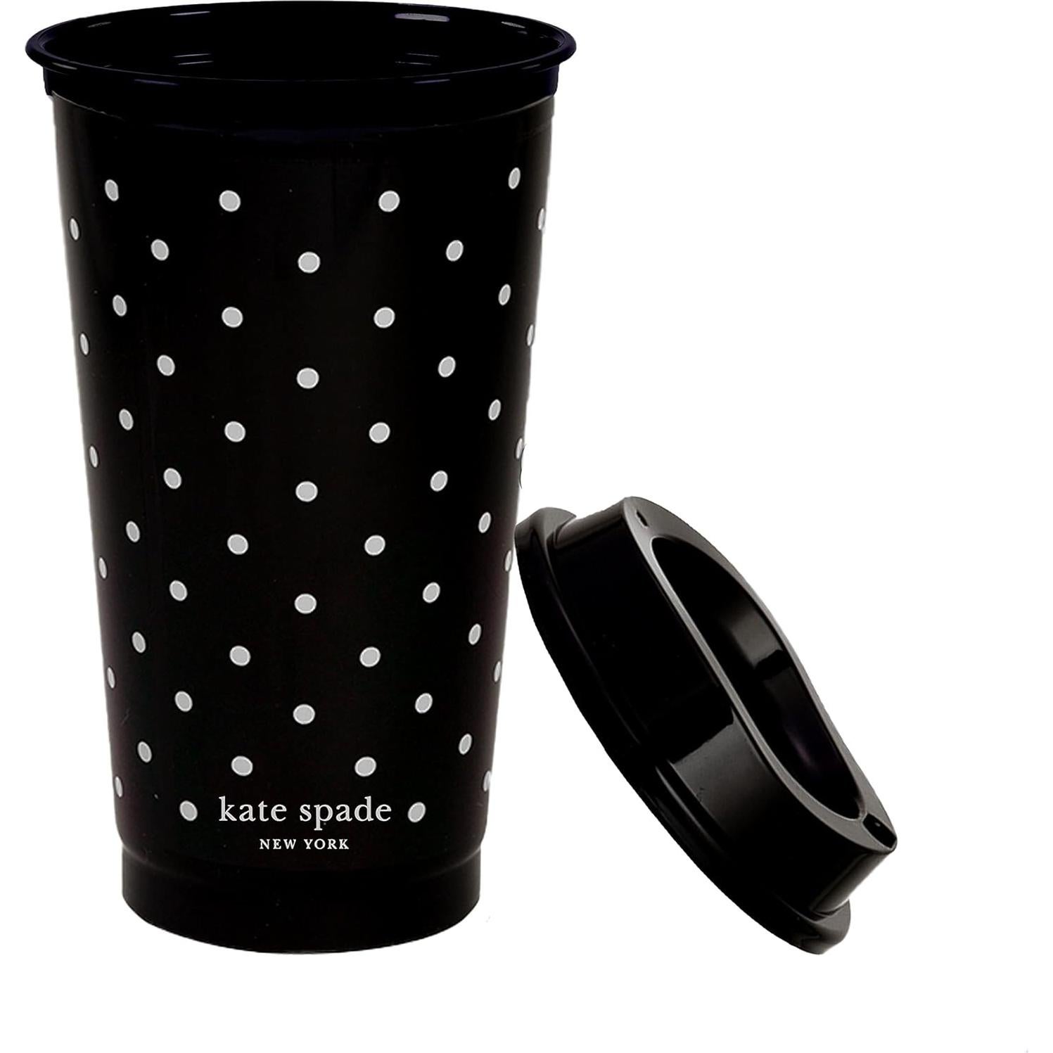 Juego de 4 Vasos Reutilizables Kate Spade 473ml Puntos y Rayas