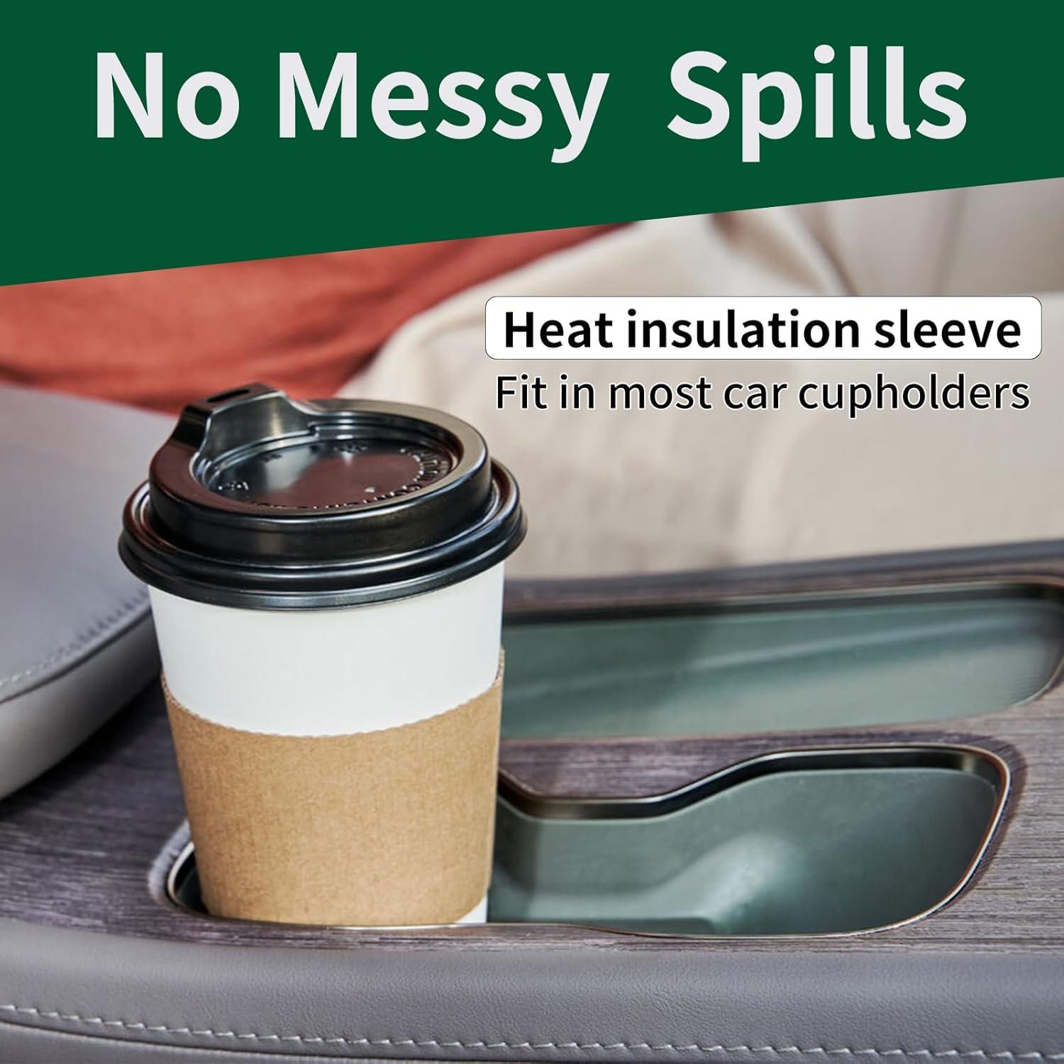 Vasos de Café Desechables YEEHAW 16 oz con Tapas y Mangas - 50 Unidades