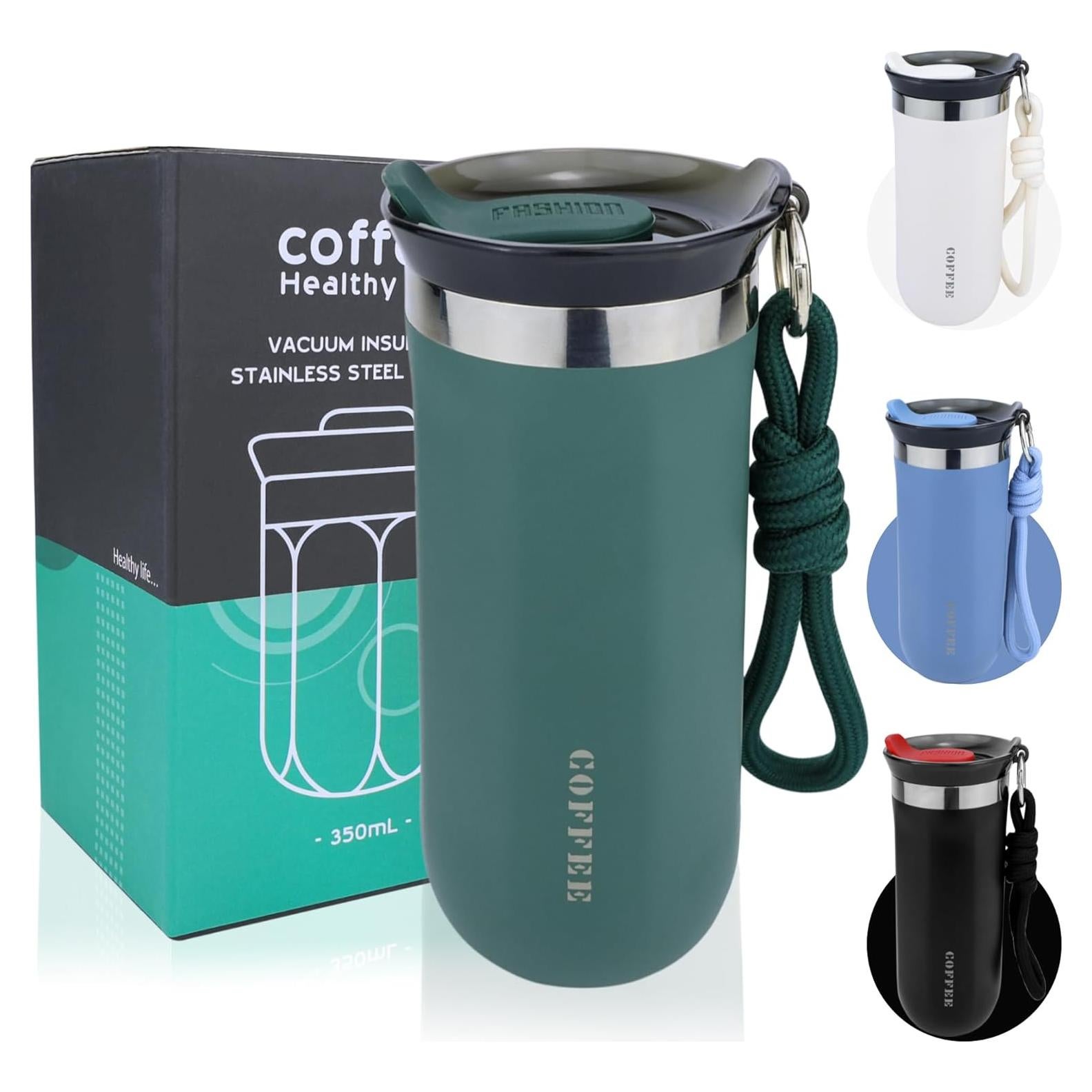 Taza de Café de Viaje Disoza 500ml Verde Aislada a Prueba de Derrames